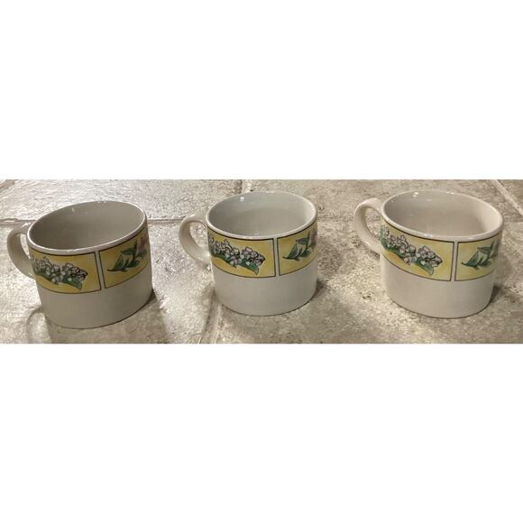 6 ~ SAKURA SUE ZIPKIN MAJESTICWARE STONEWARE CUPS Mugs 1996 Spring Valley Floral - Picture 6 of 11